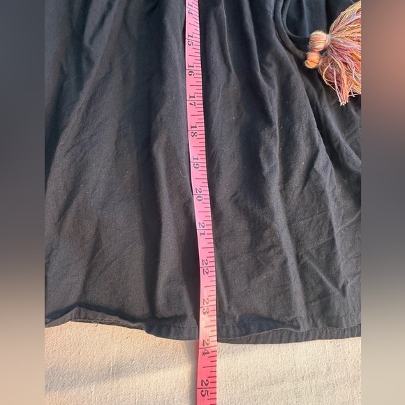 THML Black Boho Top W/Puffy Shirt Sleeves & Embroidery Sz Large Eclectic Preppy - Picture 9 of 10